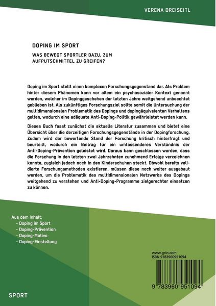 Produktbild: Doping im Sport. Was bewegt Sportler dazu, zum Aufputschmittel zu greifen?