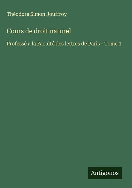 Produktbild: Cours de droit naturel