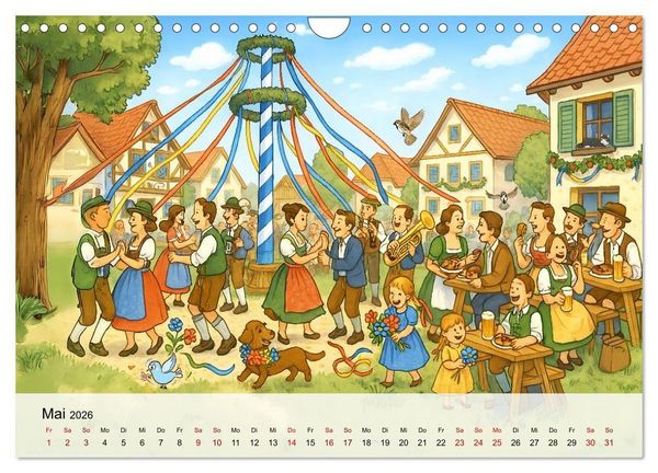 Produktbild: Bayrische Wimmelbilder - Wo Heimat lebendig wird (Wandkalender 2026 DIN A4 quer), CALVENDO Monatskalender