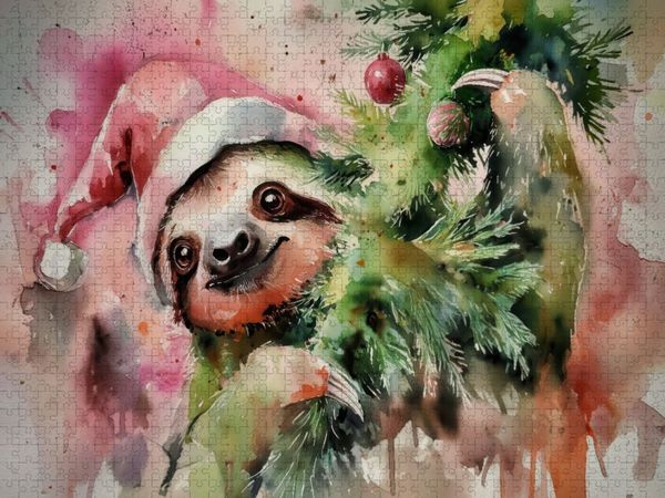 Produktbild: CALVENDO Puzzle Weihnachtsfaultier | 1000 Teile Lege-Gr&ouml;&szlig;e 64x48cm Foto-Puzzle f&uuml;r gl&uuml;ckliche Stunden