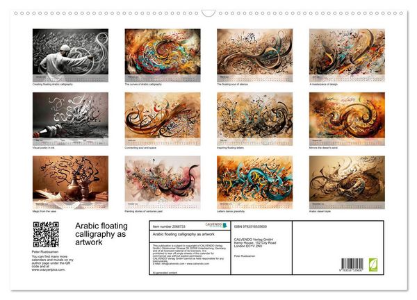 Produktbild: Arabic floating calligraphy as artwork (Wall Calendar 2026 DIN A2 landscape), CALVENDO 12 Month Wall Calendar