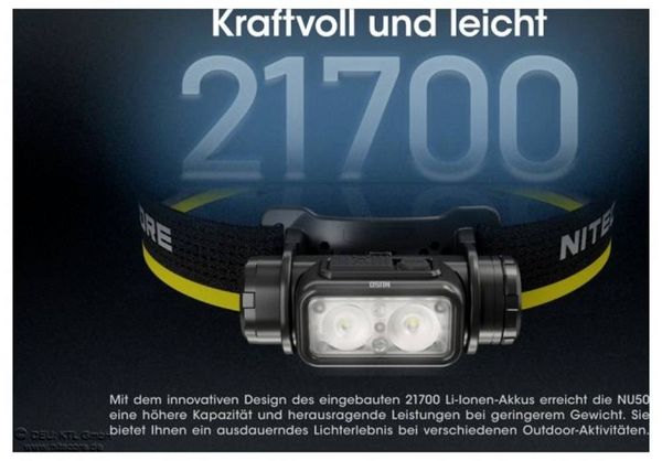Produktbild: NiteCore NU50 LED Stirnlampe akkubetrieben 1400 lm NC-NU50