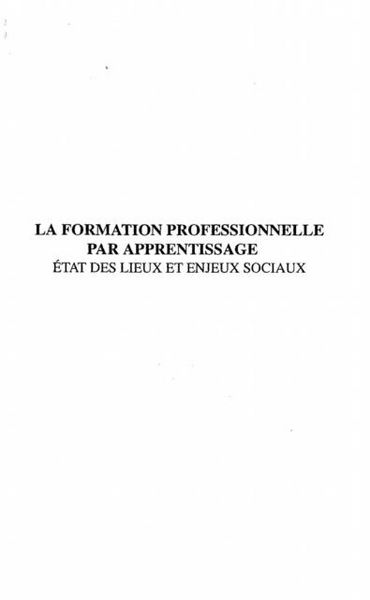 Produktbild: La formation professionnelle par apprentissage