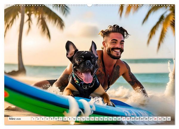 Produktbild: Bellen in den Wellen - Badespa&szlig; mit Hund (Wandkalender 2026 DIN A2 quer), CALVENDO Monatskalender