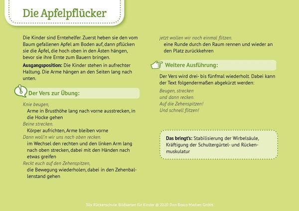 30 x Rückenschule. Bildkarten für Kinder