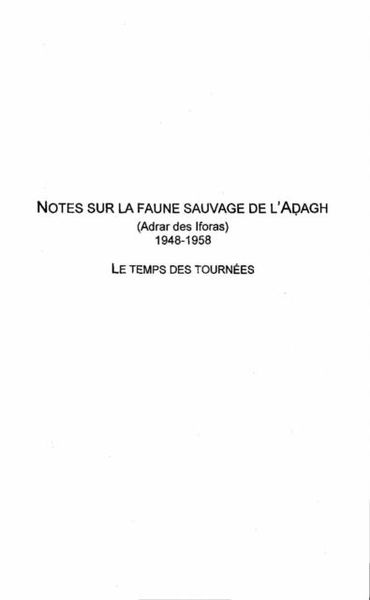 Produktbild: Notes sur la faune sauvage del'adagh