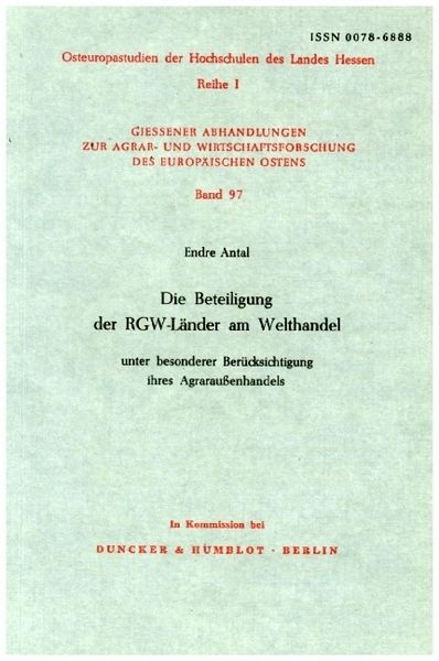 Produktbild: Die Beteiligung der RGW-L&auml;nder am Welthandel