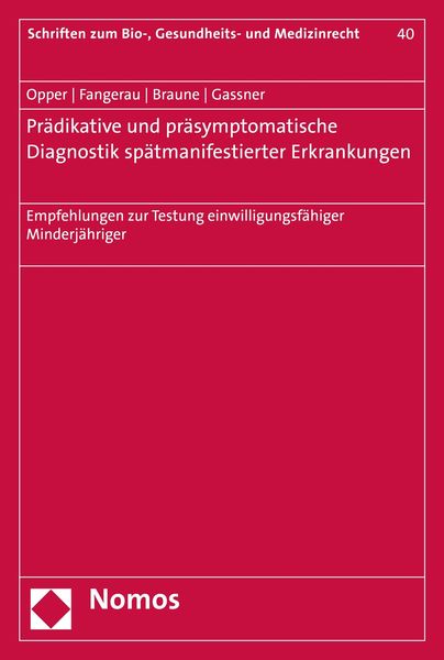 Produktbild: Pr&auml;diktive und pr&auml;symptomatische Diagnostik sp&auml;tmanifestierender Erkrankungen