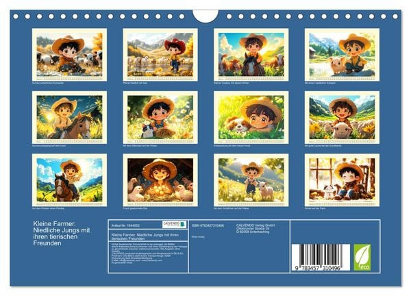 Produktbild: Kleine Farmer. Niedliche Jungs mit ihren tierischen Freunden (Wandkalender 2026 DIN A4 quer), CALVENDO Monatskalender