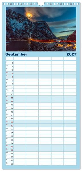 Produktbild: Familienplaner 2027 - Nordnorwegen - Wundervolle Lofoten mit 5 Spalten (Wandkalender, 21 x 45 cm) CALVENDO
