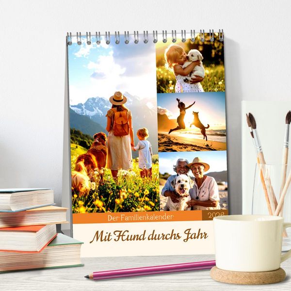 Produktbild: Der Familienkalender - Mit Hund durchs Jahr (Tischkalender 2026 DIN A5 hoch), CALVENDO Monatskalender