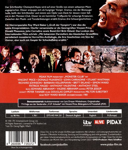 Produktbild: Monster Club - Remastered Edition / Schwarzhumoriger Gruselfilm mit Starbesetzung (Pidax Film-Klassiker)