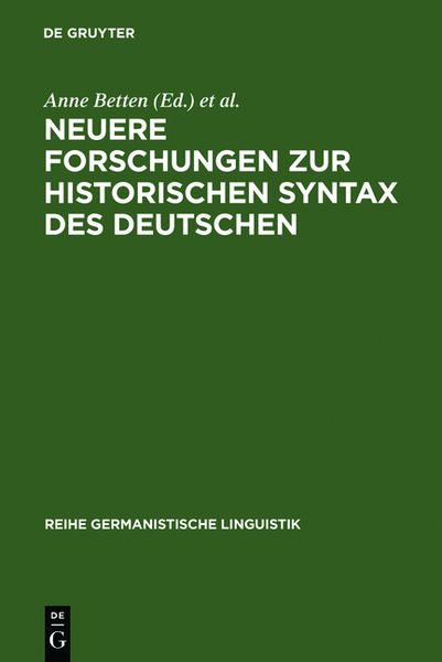 Produktbild: Neuere Forschungen zur historischen Syntax des Deutschen