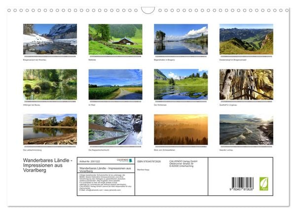 Produktbild: Wanderbares L&auml;ndle - Impressionen aus Vorarlberg (Wandkalender 2026 DIN A3 quer), CALVENDO Monatskalender