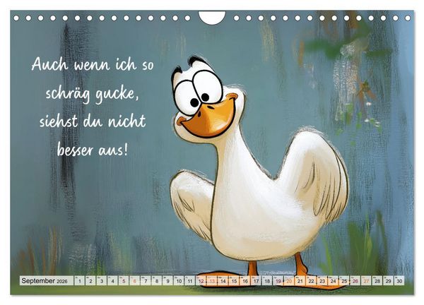 Produktbild: Gans coole Spr&uuml;che (Wandkalender 2026 DIN A4 quer), CALVENDO Monatskalender