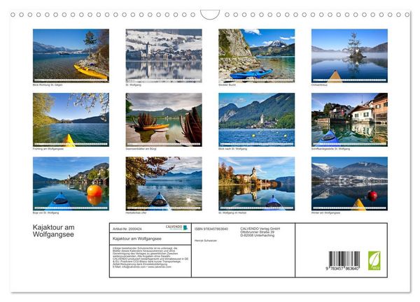 Produktbild: Kajaktour am Wolfgangsee (Wandkalender 2026 DIN A3 quer), CALVENDO Monatskalender