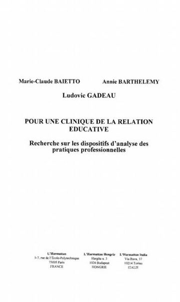 Produktbild: Pour une clinique de la relation educative