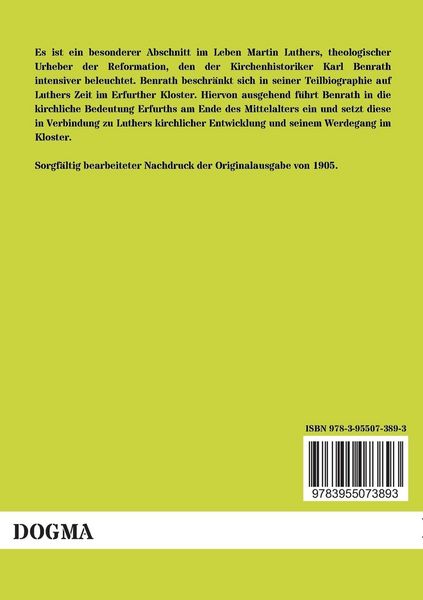 Produktbild: Benrath, K: Luther im Kloster 1505 - 1525