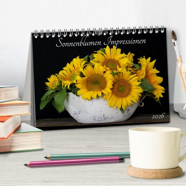 Produktbild: Sonnenblumen Impressionen (Tischkalender 2026 DIN A5 quer), CALVENDO Monatskalender