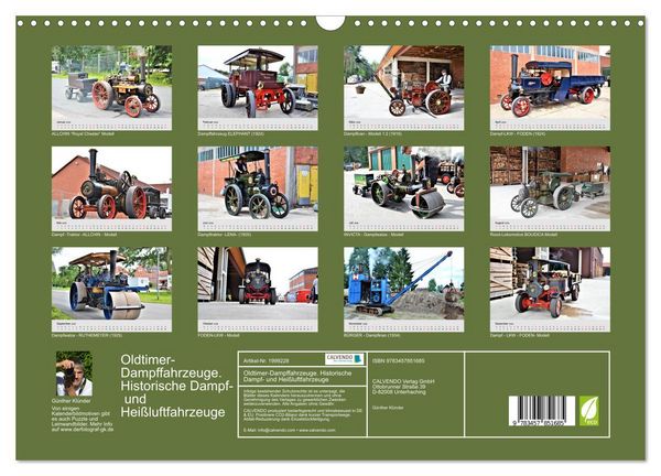 Produktbild: Oldtimer-Dampffahrzeuge. Historische Dampf- und Hei&szlig;luftfahrzeuge (Wandkalender 2026 DIN A3 quer), CALVENDO Monatskalender