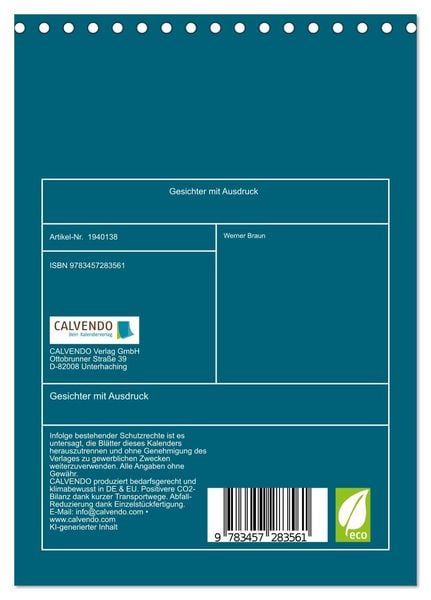 Produktbild: Gesichter mit Ausdruck (Tischkalender 2026 DIN A5 hoch), CALVENDO Monatskalender
