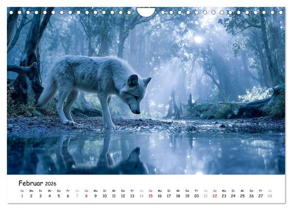 Produktbild: W&ouml;lfe im Mondlicht - Ruf der Wildnis (Wandkalender 2026 DIN A4 quer), CALVENDO Monatskalender