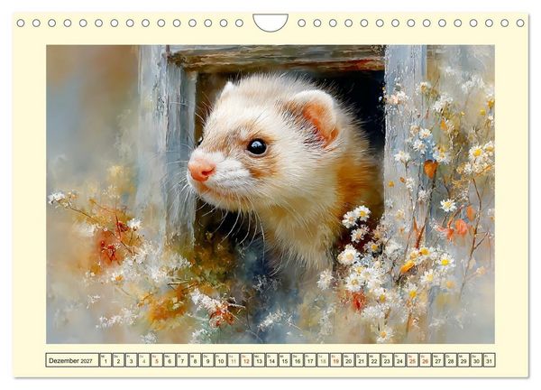 Produktbild: Frettchen. Kleine Wusel im Cottage-Garten (Wandkalender 2027 DIN A4 quer), CALVENDO Monatskalender