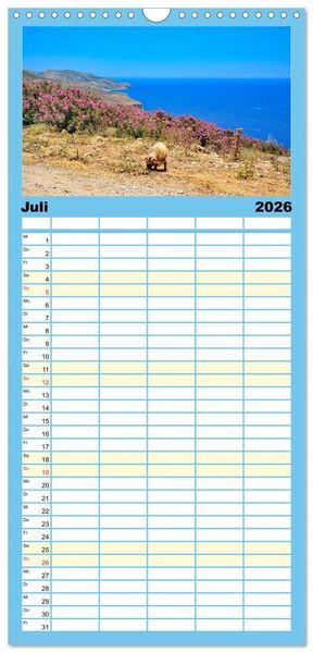 Produktbild: Familienplaner 2026 - Kretas Wilder Westen mit 5 Spalten (Wandkalender, 21 x 45 cm) CALVENDO