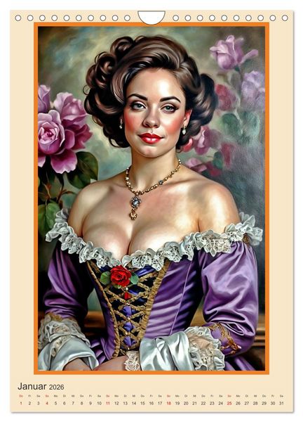 Produktbild: Portr&auml;tgalerie, Frauen in Barockkost&uuml;men (Wandkalender 2026 DIN A4 hoch), CALVENDO Monatskalender