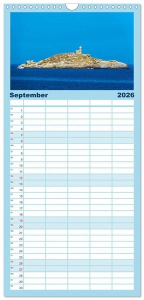Produktbild: Familienplaner 2026 - Zauberhaftes Elba mit 5 Spalten (Wandkalender, 21 x 45 cm) CALVENDO