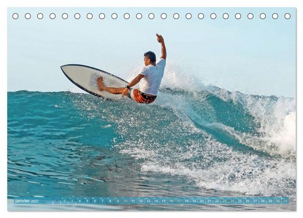 Produktbild: Le surf ou la qu&ecirc;te de la vague parfaite (Calendrier de bureau 2027 DIN A5 vertical), CALVENDO calendrier mensuel