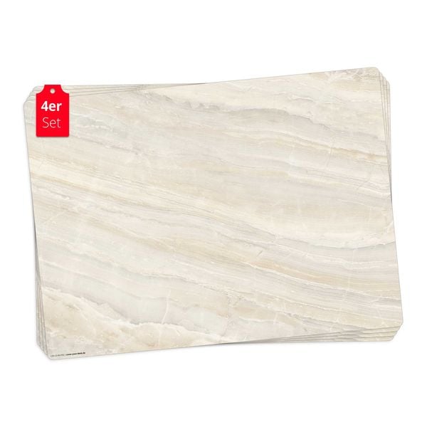 Produktbild: Tischsetmacher Tischsets Marmorplatte mit beiger Maserung, aus hochwertigem Vinyl (4 St&uuml;ck), 44 x 32 cm