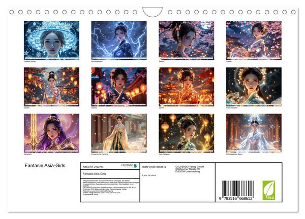 Produktbild: Fantasie Asia-Girls (Wandkalender 2026 DIN A4 quer), CALVENDO Monatskalender
