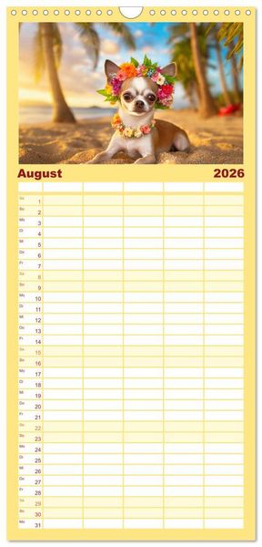 Produktbild: Familienplaner 2026 - Chillige Chihuahuas - Entspannte Fellnasen genie&szlig;en das Leben mit 5 Spalten (Wandkalender, 21 x 45 cm) CALVENDO