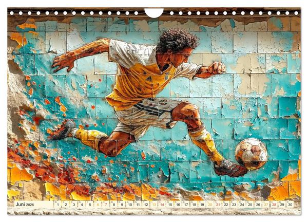 Produktbild: Fu&szlig;ball Graffiti - sportliche Kunst (Wandkalender 2026 DIN A4 quer), CALVENDO Monatskalender