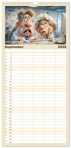 Produktbild: Familienplaner 2026 - Pause ist, wenn der Drucker druckt mit 5 Spalten (Wandkalender, 21 x 45 cm) CALVENDO
