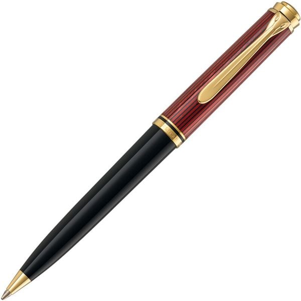 Pelikan Kugelschreiber Souverän® K600, 24-Karat vergoldete Zierelemente, Drehmechanik, Schwarz-Rot