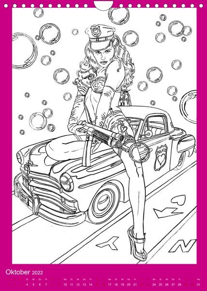 Produktbild: Burlesque Malkalender, Malbuch / burlesque coloring book mit Bildern von Sara Horwath (Wandkalender 2022 DIN A4 hoch)