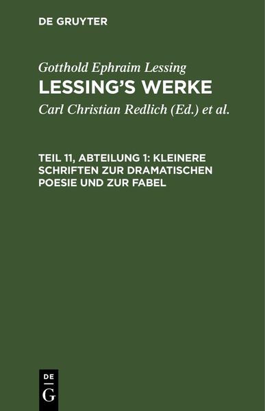 Produktbild: Kleinere Schriften zur dramatischen Poesie und zur Fabel