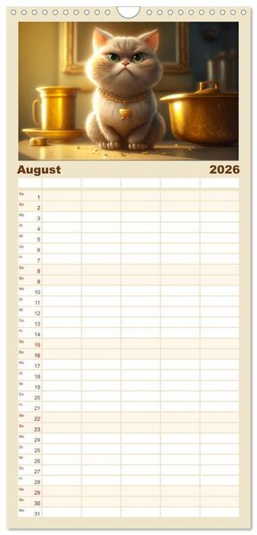 Produktbild: Familienplaner 2026 - Lustige K&auml;tzchen mit 5 Spalten (Wandkalender, 21 x 45 cm) CALVENDO