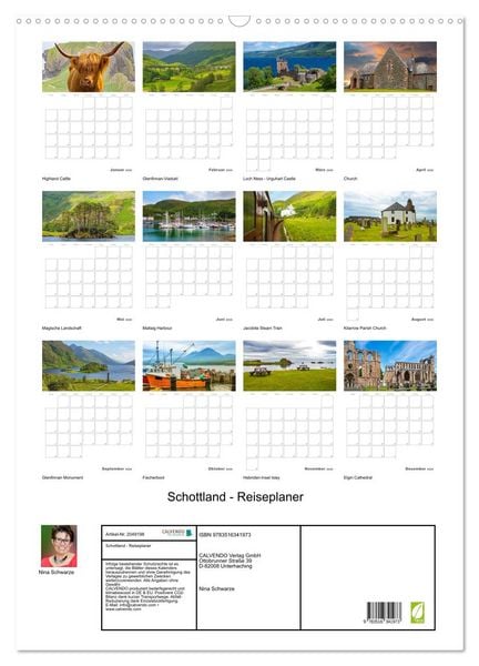Produktbild: Schottland - Reiseplaner (Wandkalender 2026 DIN A2 hoch), CALVENDO Monatskalender