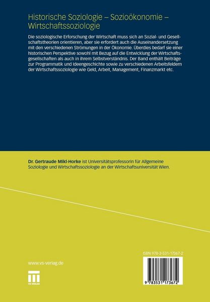 Produktbild: Historische Soziologie - Sozio&ouml;konomie - Wirtschaftssoziologie