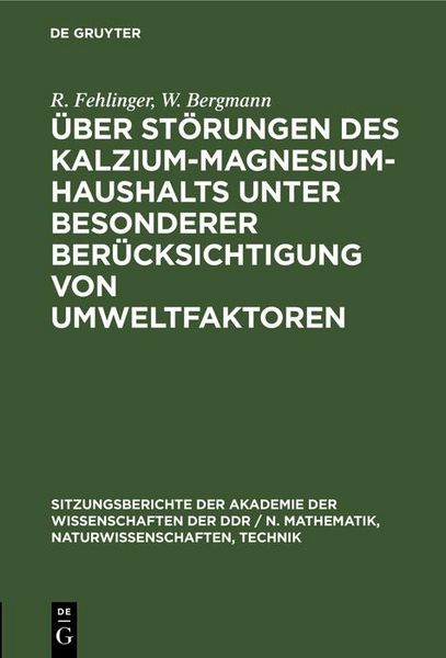 Produktbild: &Uuml;ber St&ouml;rungen des Kalzium-Magnesium-Haushalts unter besonderer Ber&uuml;cksichtigung von Umweltfaktoren