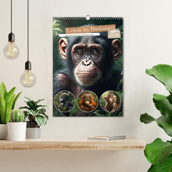 Produktbild: Leben im Dschungel. Entz&uuml;ckende Affen im Regenwald (Wandkalender 2026 DIN A3 hoch), CALVENDO Monatskalender