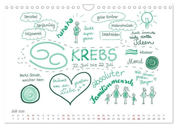 Produktbild: Sternzeichen-Kalender (Wandkalender 2026 DIN A4 quer), CALVENDO Monatskalender