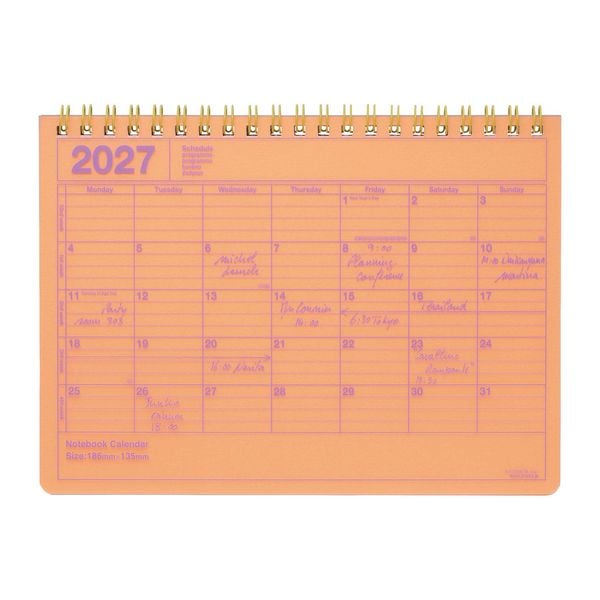 MARK'S 2027 Notebook Calendar S // Neon Orange