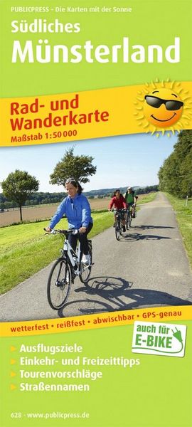 Produktbild: Publicpress Rad- und Wanderkarte S&uuml;dliches M&uuml;nsterland 1:50.000