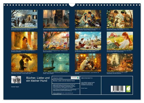 Produktbild: B&uuml;cher, Liebe und ein kleiner Hund (Wandkalender 2027 DIN A3 quer), CALVENDO Monatskalender