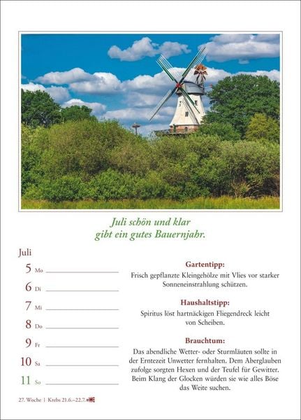 Produktbild: Bauernweisheiten Wochenkalender 2027 - Bauernregeln, Brauchtum, Gartentipps, Haushaltstipps