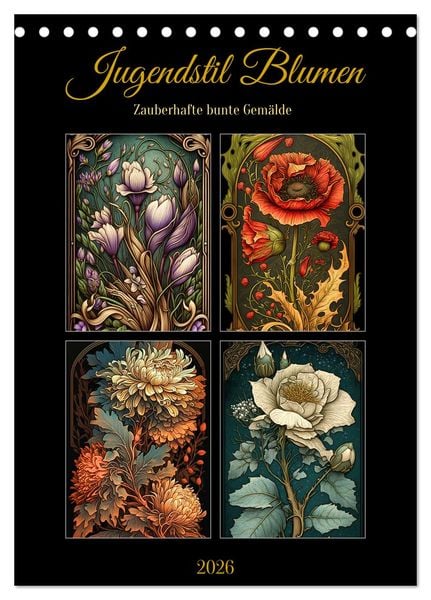 Jugendstil Blumen (Tischkalender 2026 DIN A5 hoch), CALVENDO Monatskalender